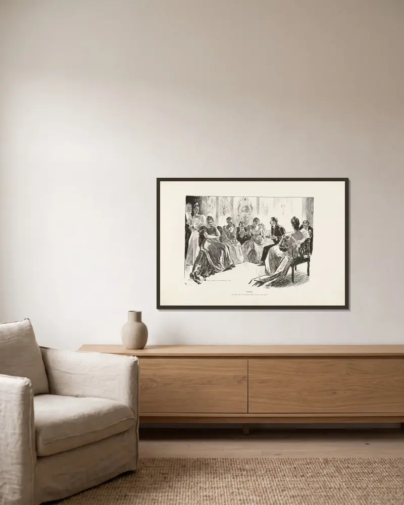 Puzzle – Find the wife of the man who is telling the story von Charles Dana Gibson gerahmt an einer Wand