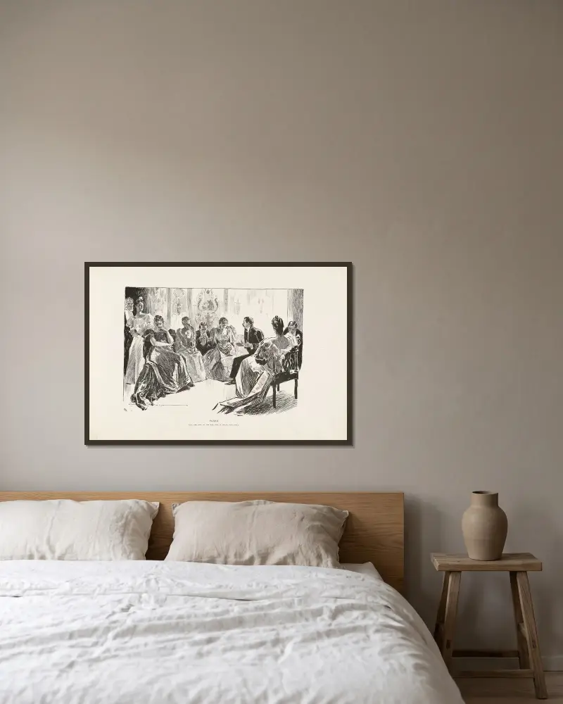 Puzzle – Find the wife of the man who is telling the story von Charles Dana Gibson gerahmt an einer Wand