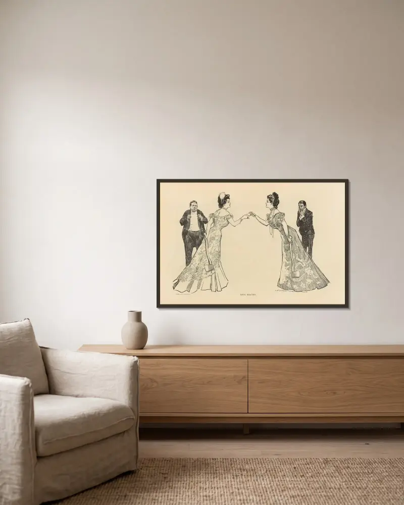 Rival beauties av Charles Dana Gibson inramad på en vägg