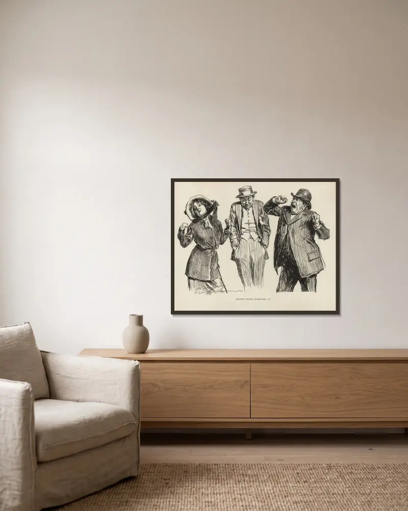 Seventh Inning – Everybody up von Charles Dana Gibson gerahmt an einer Wand