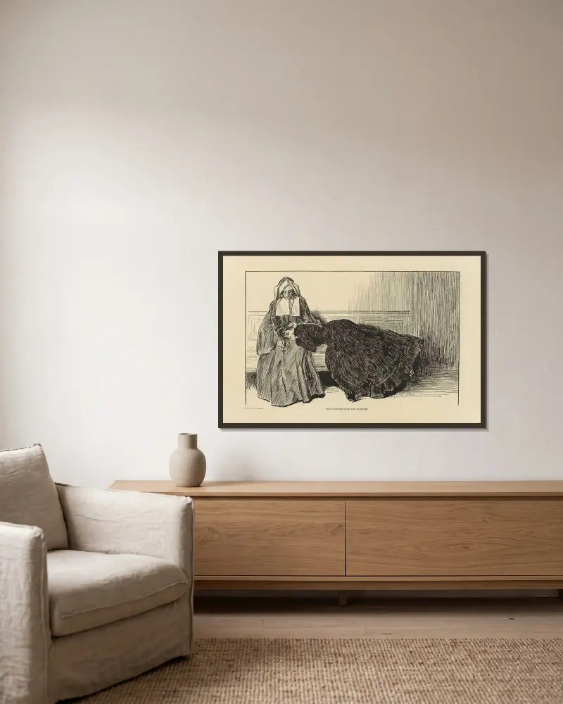 Hon begrundar klostret av Charles Dana Gibson inramad på en vägg