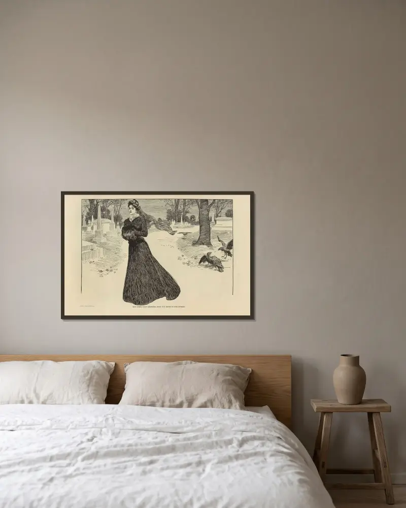 Hon finner att motion inte piggar upp henne av Charles Dana Gibson inramad på en vägg