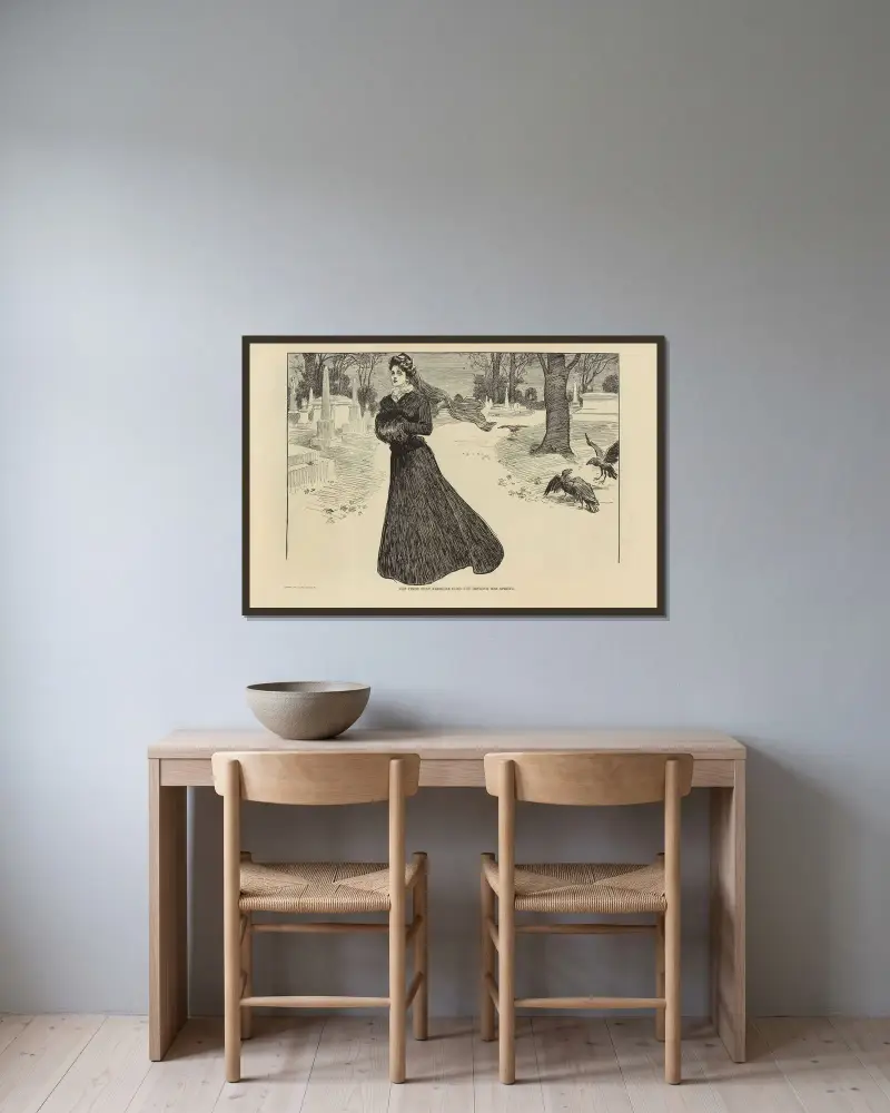 Hon finner att motion inte piggar upp henne av Charles Dana Gibson inramad på en vägg