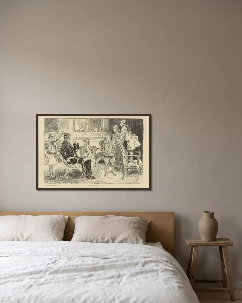 Systerns nya kavaljer av Charles Dana Gibson inramad på en vägg