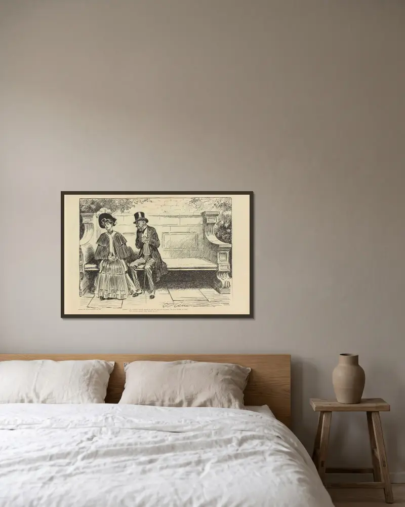 Geizhals; „Wenn mir etwas zustoßen sollte, wird es dir gut gehen“ von Charles Dana Gibson gerahmt an einer Wand