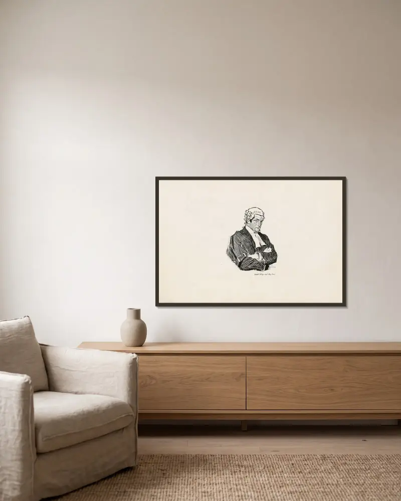 Small Wigs and Big Fees av Charles Dana Gibson inramad på en vägg
