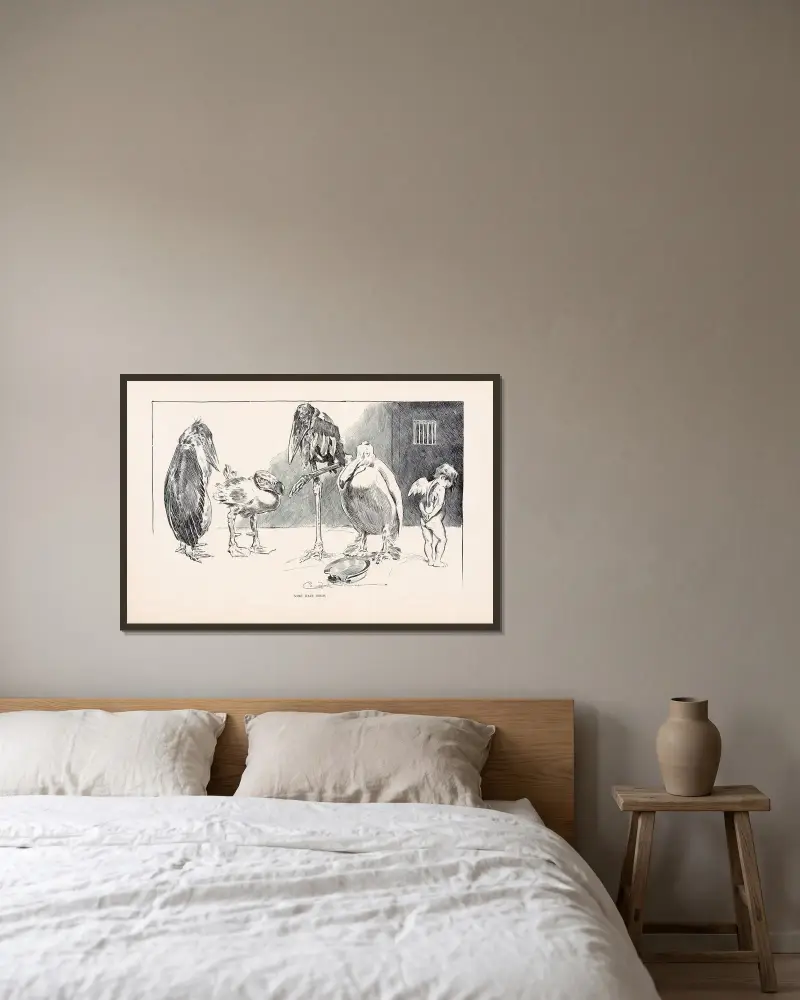 Sällsynta fåglar av Charles Dana Gibson inramad på en vägg