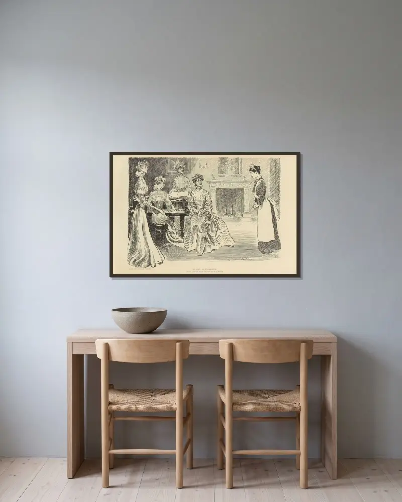 Studier i uttryck. Bridget meddelar att hon ska gifta sig av Charles Dana Gibson inramad på en vägg