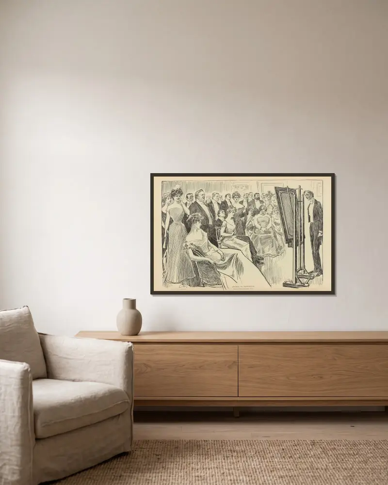 Studier i uttryck, Daubson visar sitt senaste verk av Charles Dana Gibson inramad på en vägg