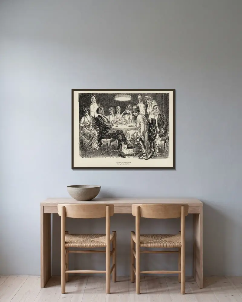 Studier i uttryck – I väntan på blixtljuset av Charles Dana Gibson inramad på en vägg