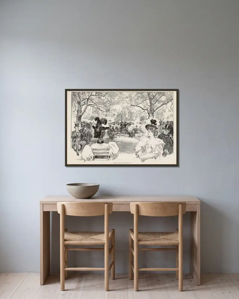 Söndagsmorgon nära Stanhope Gate av Charles Dana Gibson inramad på en vägg