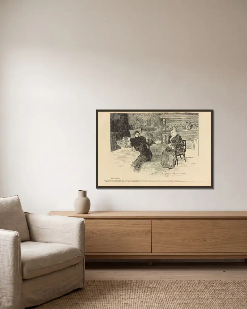 Sympatisk vän till tröstlös ung änka av Charles Dana Gibson inramad på en vägg