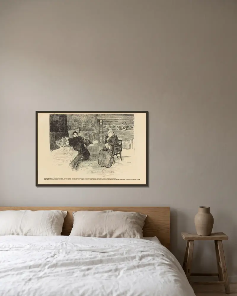 Sympatisk vän till tröstlös ung änka av Charles Dana Gibson inramad på en vägg