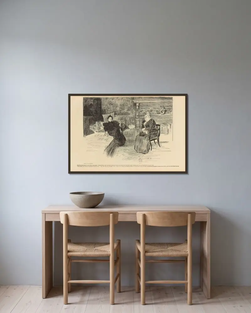 Sympatisk vän till tröstlös ung änka av Charles Dana Gibson inramad på en vägg