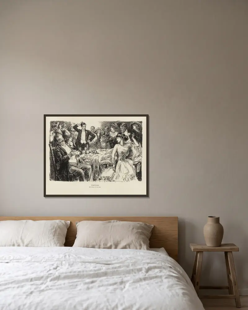 Frestelse av Charles Dana Gibson inramad på en vägg