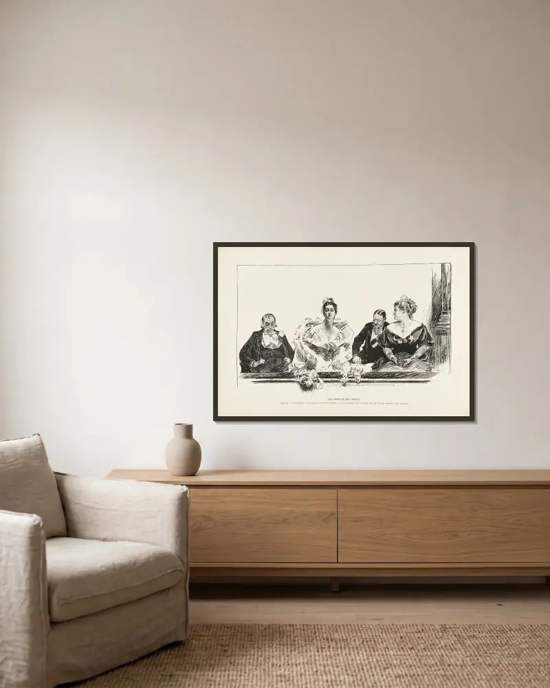 Den amerikanska flickan utomlands av Charles Dana Gibson inramad på en vägg