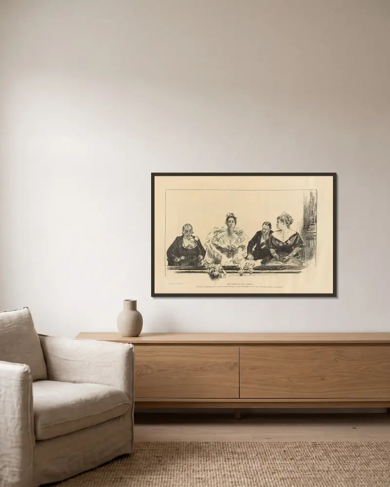 Den amerikanska flickan utomlands av Charles Dana Gibson inramad på en vägg