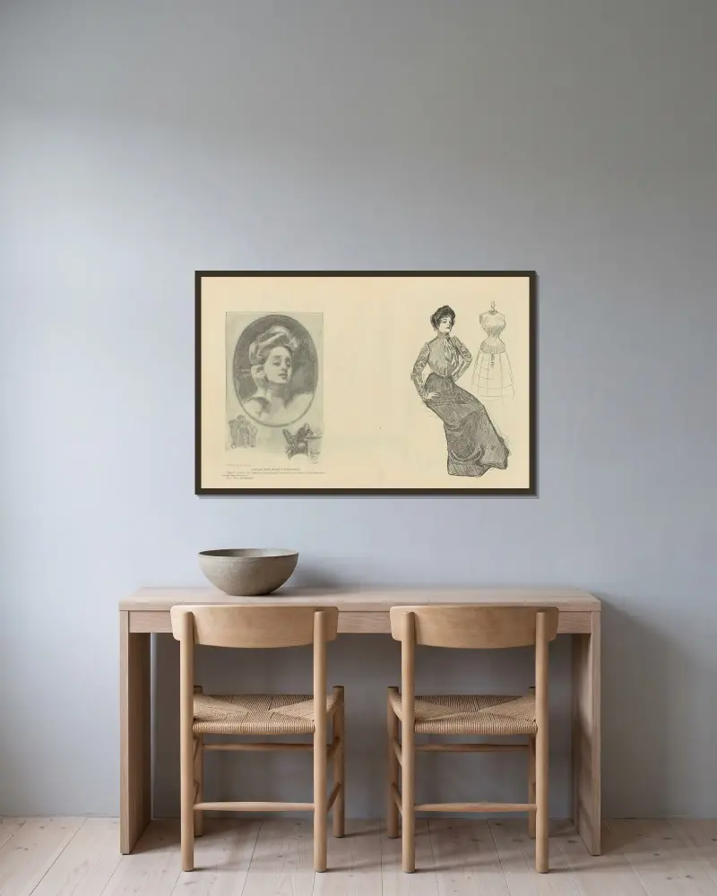 Mäklaren ringer upp sin flicka av Charles Dana Gibson inramad på en vägg