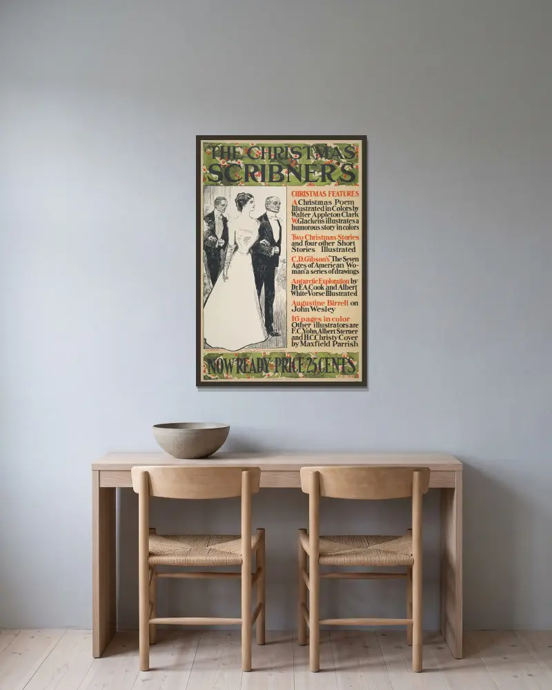 The Christmas Scribner’s von Charles Dana Gibson gerahmt an einer Wand
