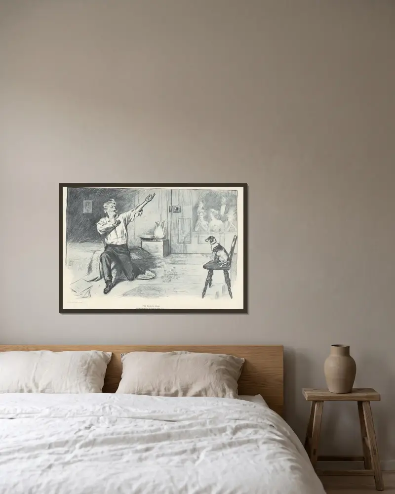 Den fallna stjärnan av Charles Dana Gibson inramad på en vägg