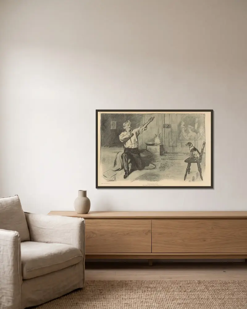 Den fallna stjärnan av Charles Dana Gibson inramad på en vägg
