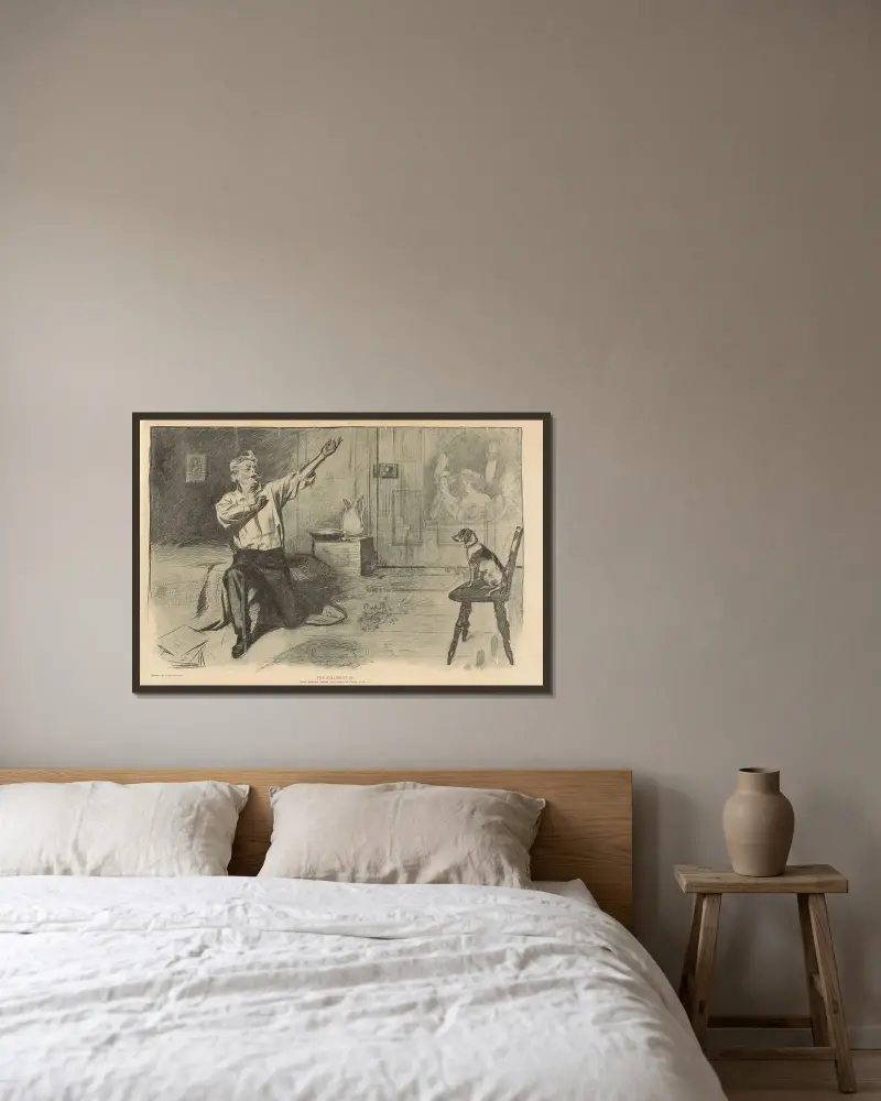 Den fallna stjärnan av Charles Dana Gibson inramad på en vägg