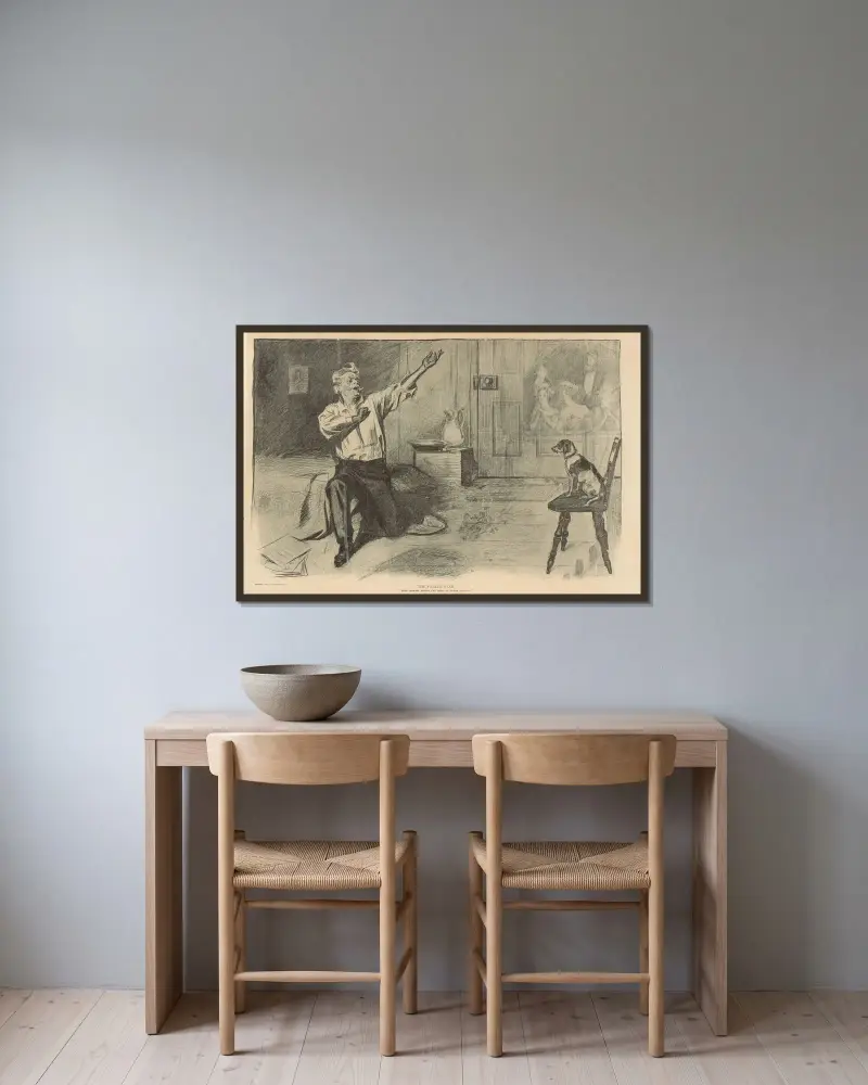 Den fallna stjärnan av Charles Dana Gibson inramad på en vägg