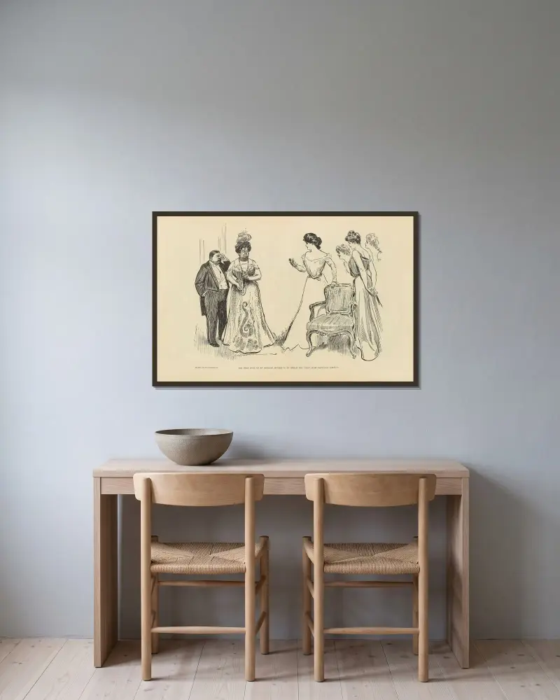 En rik moders främsta plikt är att skydda sitt barn från ambitiösa kvinnor av Charles Dana Gibson inramad på en vägg