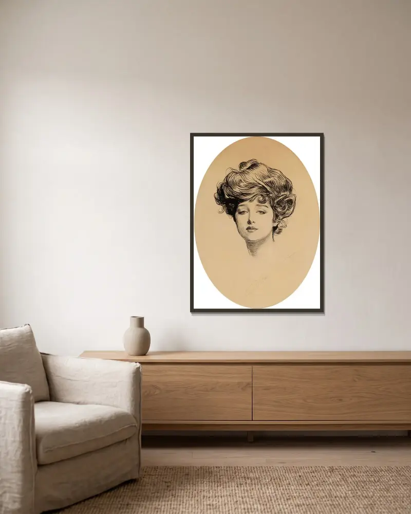 The Gibson Girl av Charles Dana Gibson inramad på en vägg