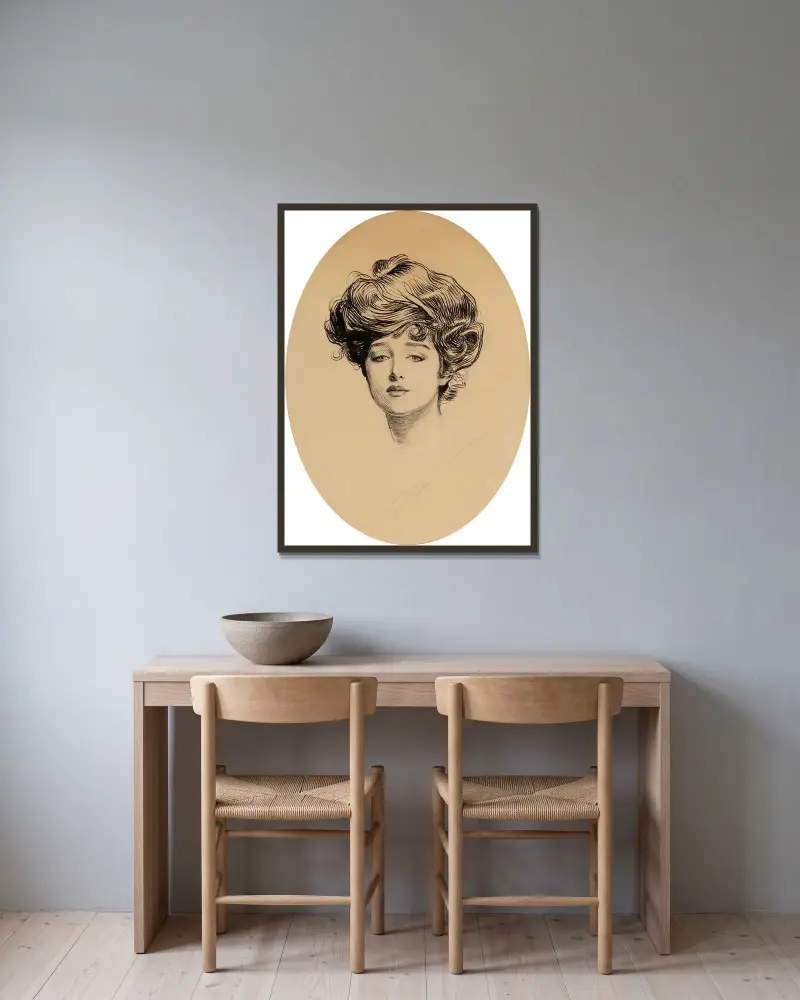 The Gibson Girl av Charles Dana Gibson inramad på en vägg
