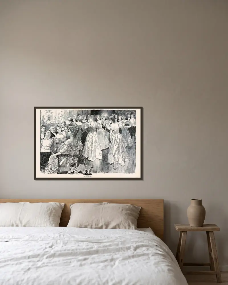 Jakten på balen av Charles Dana Gibson inramad på en vägg