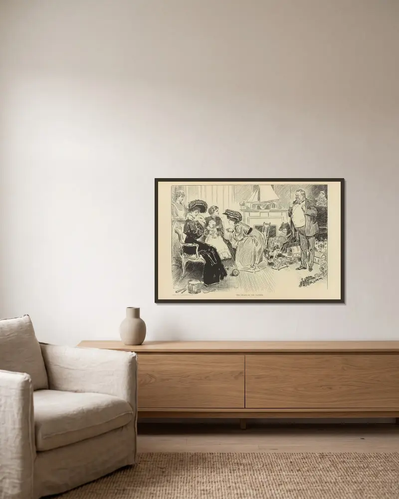 Bilden av hans far av Charles Dana Gibson inramad på en vägg