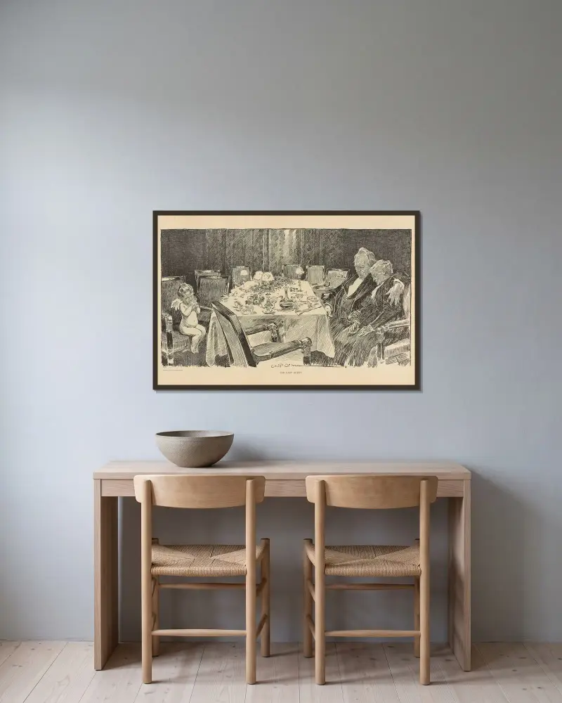 Den sista gästen av Charles Dana Gibson inramad på en vägg
