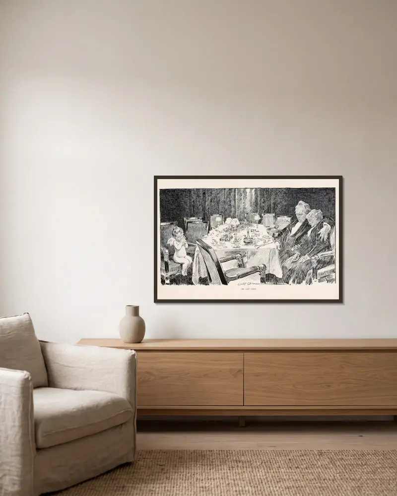 Den siste gästen av Charles Dana Gibson inramad på en vägg