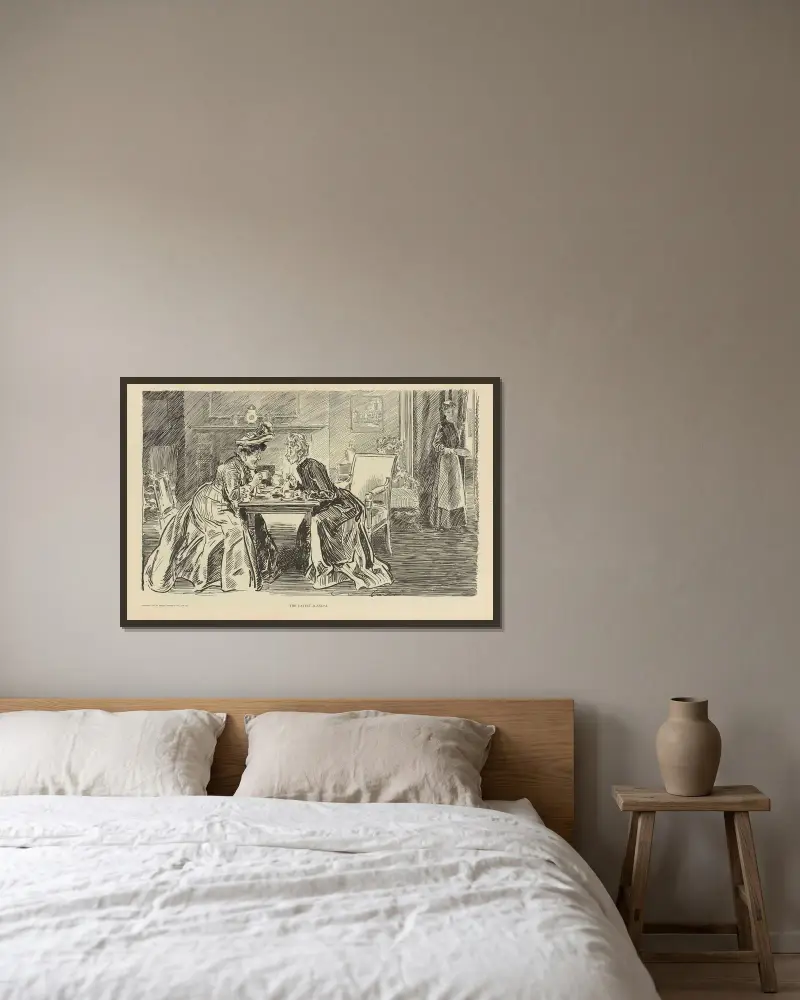 Den senaste skandalen av Charles Dana Gibson inramad på en vägg