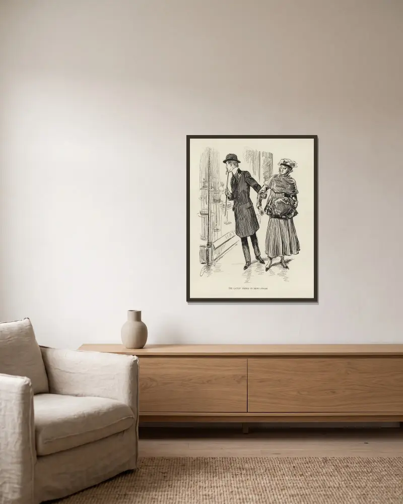 The latest things in Men’s styles av Charles Dana Gibson inramad på en vägg