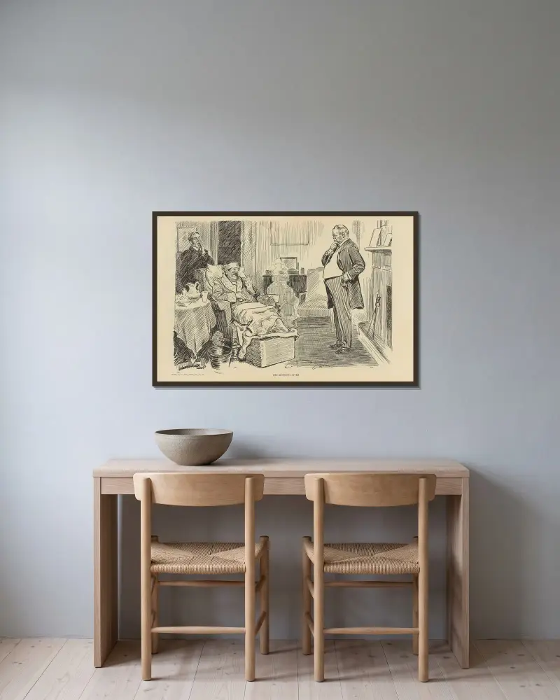 Morgonen efter av Charles Dana Gibson inramad på en vägg