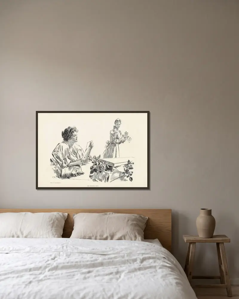Morgonanteckningen av Charles Dana Gibson inramad på en vägg