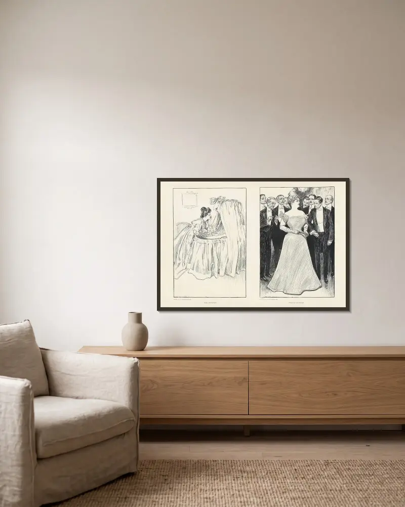 Modern ; Indian Summer av Charles Dana Gibson inramad på en vägg
