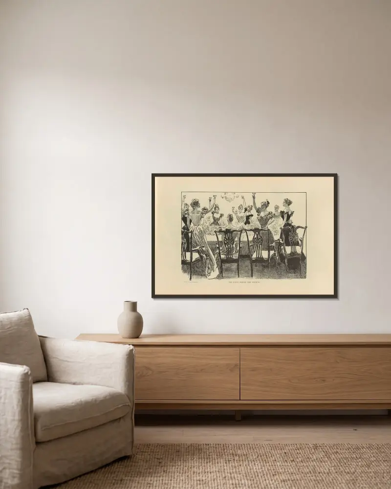 Der Abend vor ihrer Hochzeit von Charles Dana Gibson gerahmt an einer Wand