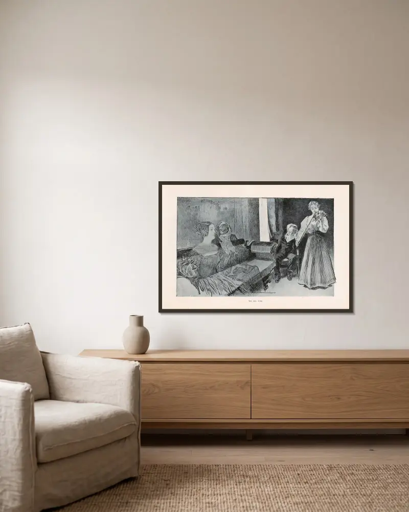 Den gamla melodin av Charles Dana Gibson inramad på en vägg
