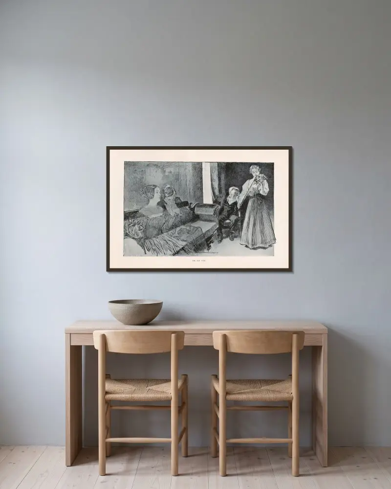 Den gamla melodin av Charles Dana Gibson inramad på en vägg