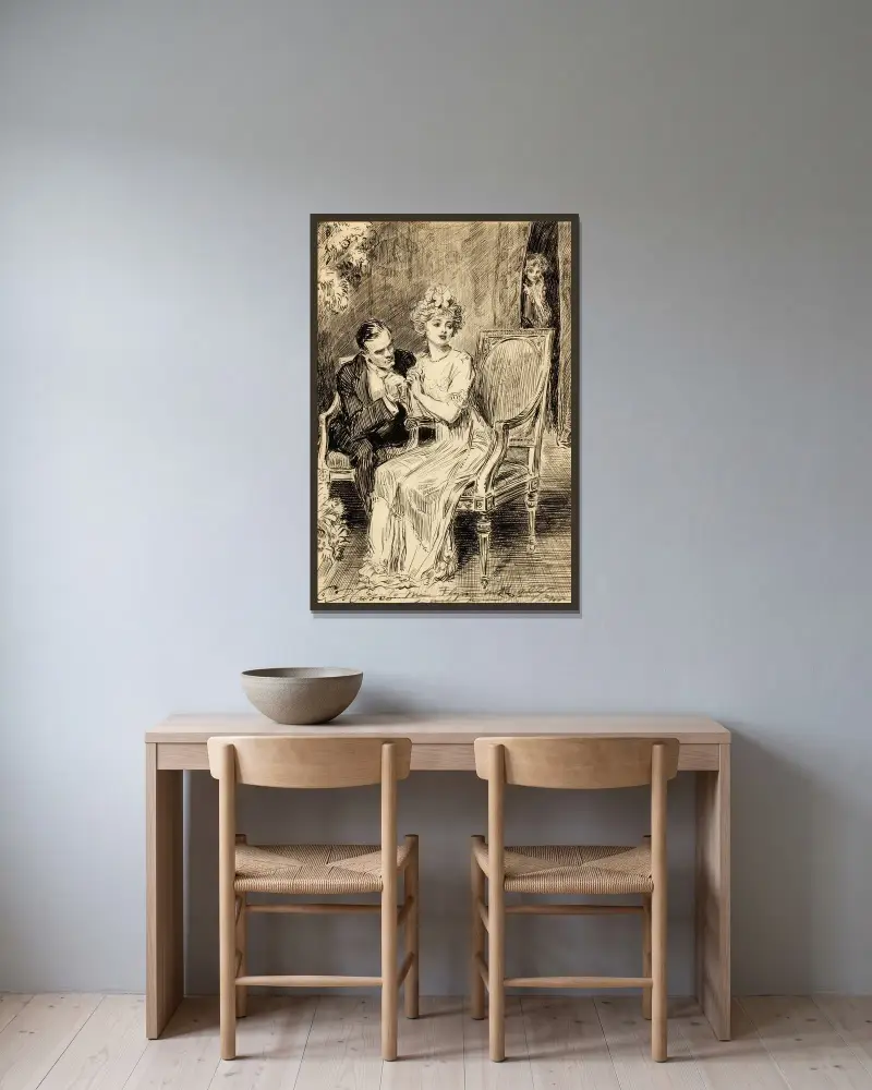Frieriet av Charles Dana Gibson inramad på en vägg
