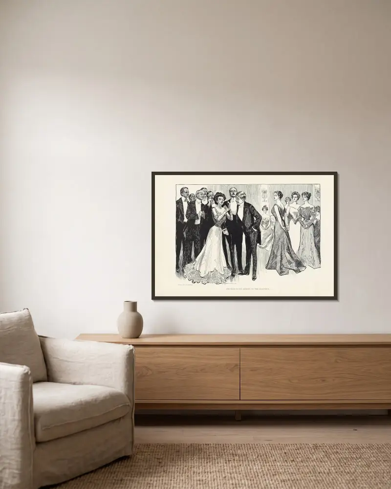 The race is not always to the beautiful av Charles Dana Gibson inramad på en vägg
