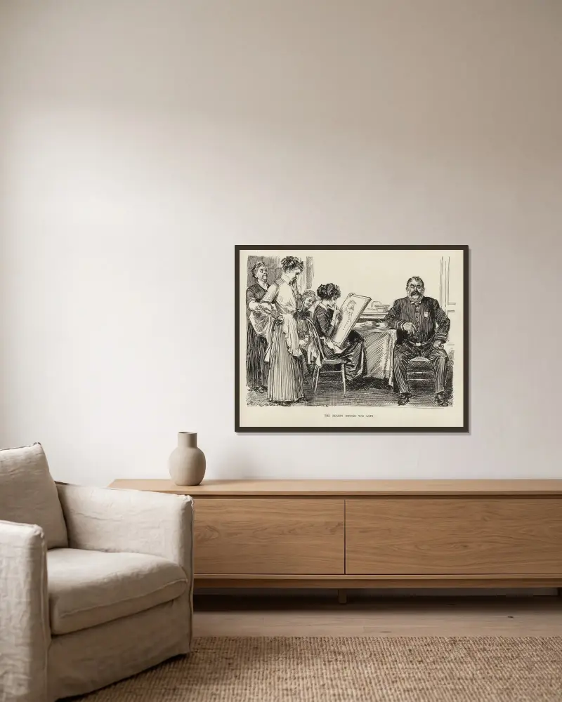 Anledningen till att middagen blev sen av Charles Dana Gibson inramad på en vägg