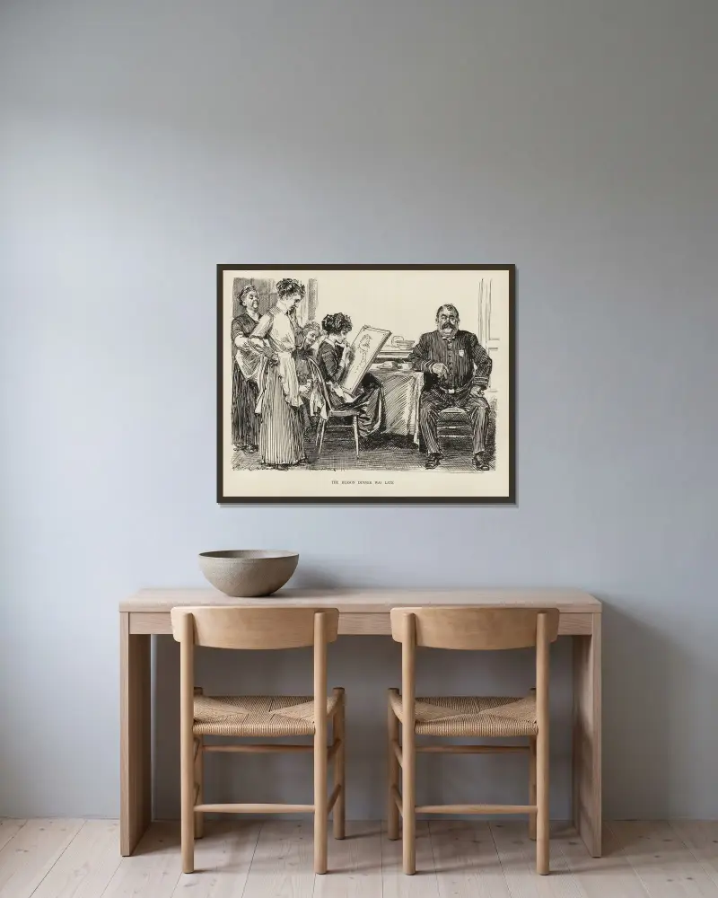 Anledningen till att middagen blev sen av Charles Dana Gibson inramad på en vägg
