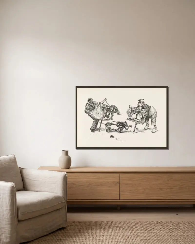 Die rivalisierenden Opern von Charles Dana Gibson gerahmt an einer Wand