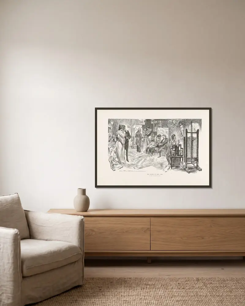 Salongerna i New York – hos Mrs Daubleigh Chromes av Charles Dana Gibson inramad på en vägg
