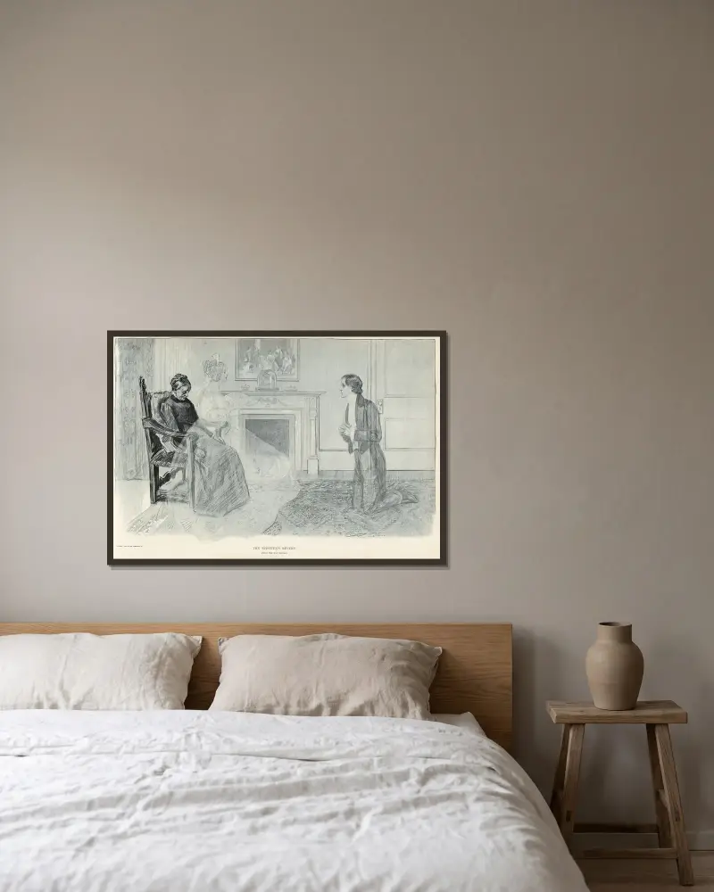 Den ogifta kvinnans drömmeri av Charles Dana Gibson inramad på en vägg