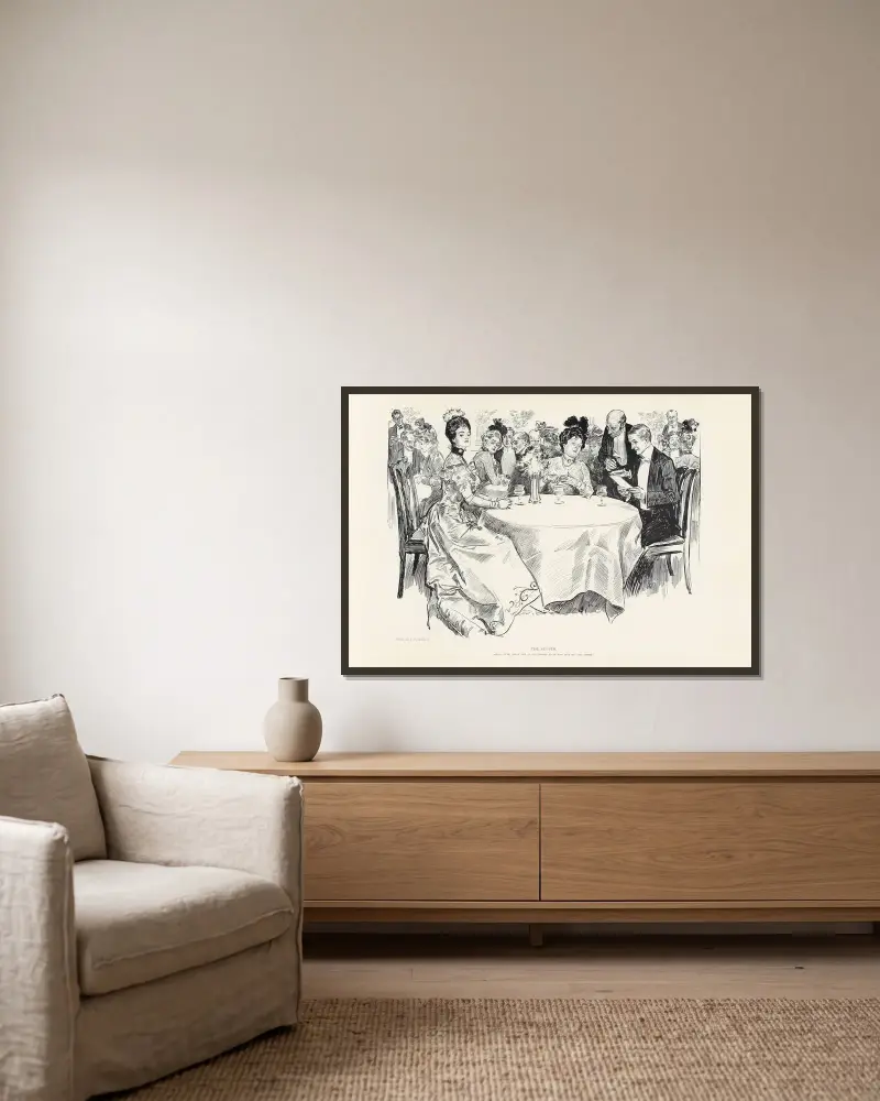 Middagen av Charles Dana Gibson inramad på en vägg